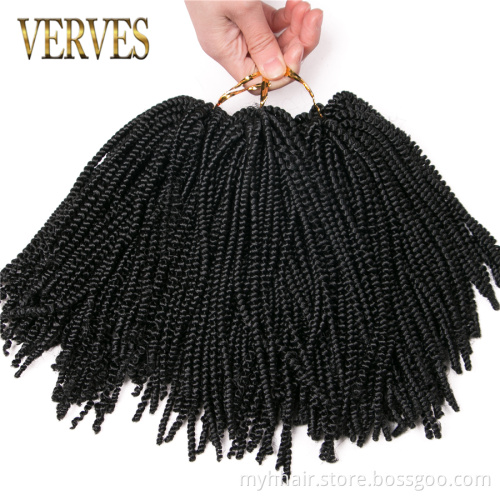Brown 8 inch 50 strands/pack black Synthetic curly Crochet Hair Extension For African Braids Nubian Twist Crochet Braids